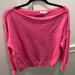 Hot pink off the shoulder maternity sweater